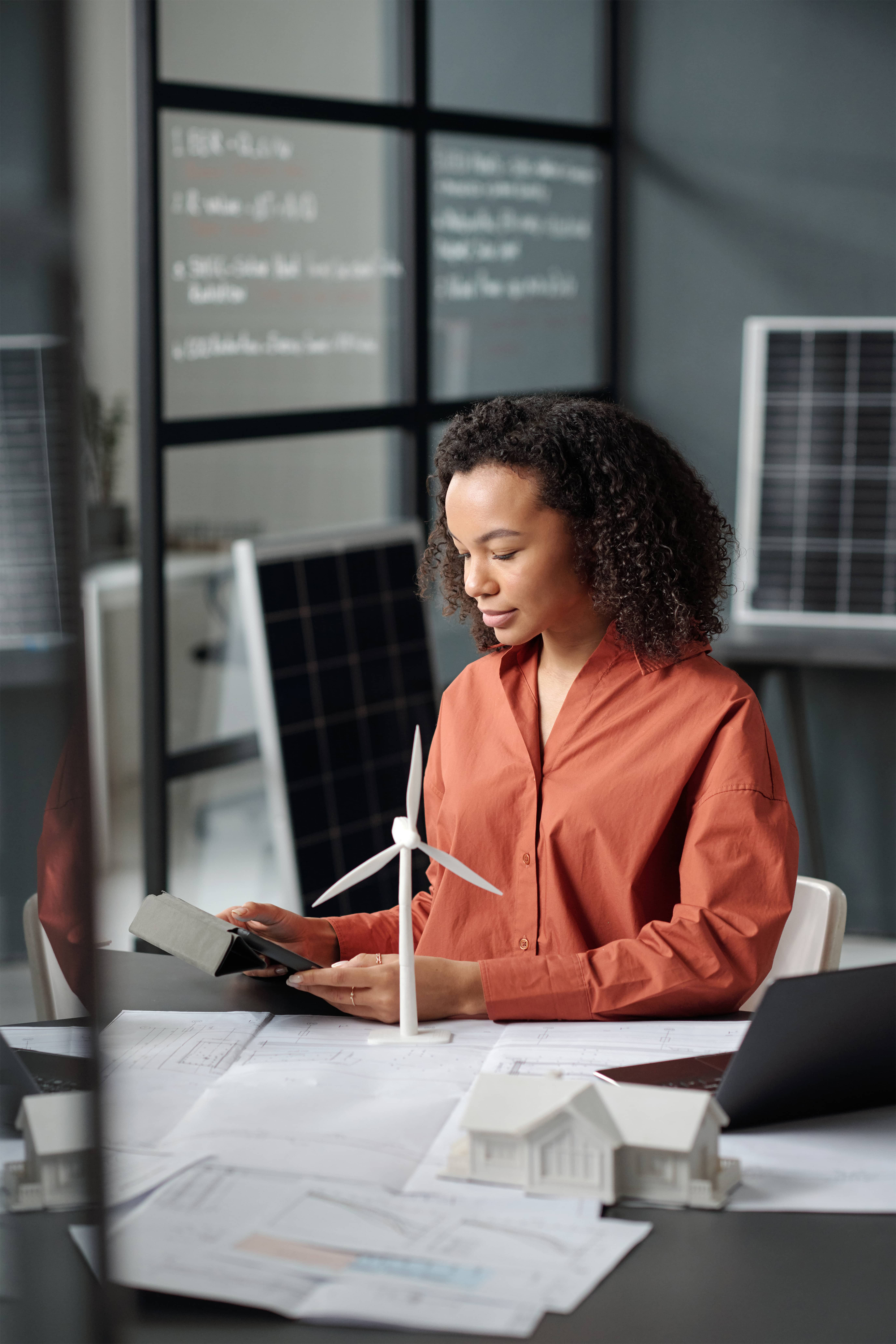 Energy aggregation professional working with renewable energy data